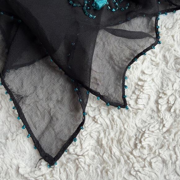 SOLD Mixit 100% silk chiffon midi skirt beaded sequin floral maxi ribbon fairy - Picture 9 of 15